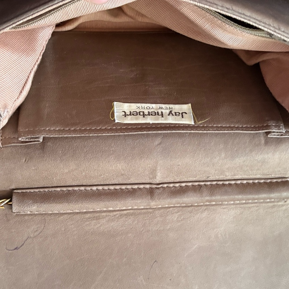 Jay Herbert Brown Chevron Pattern Shoulder Bag - image 5